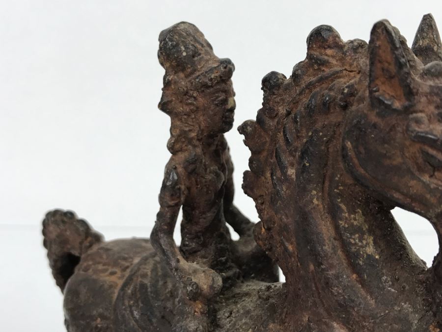 Old Eastern Metal Horse With Rider Sculpture 463g [Photo 17]