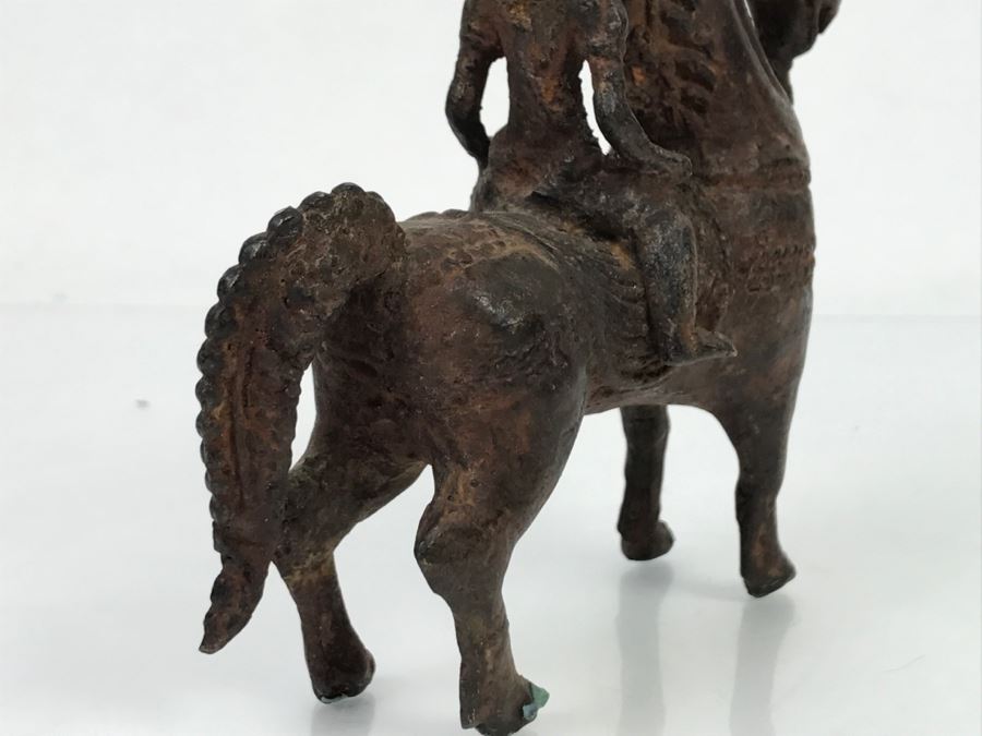 Old Eastern Metal Horse With Rider Sculpture 463g [Photo 47]