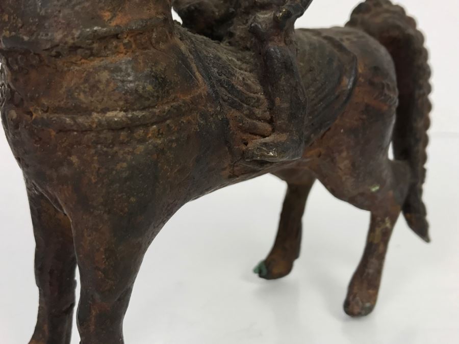 Old Eastern Metal Horse With Rider Sculpture 463g [Photo 10]