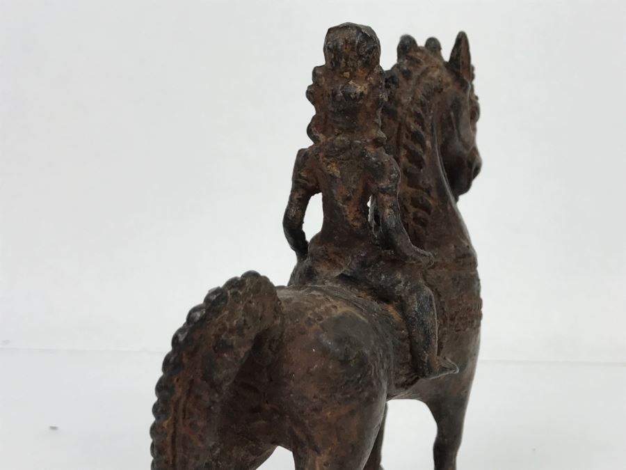Old Eastern Metal Horse With Rider Sculpture 463g [Photo 25]