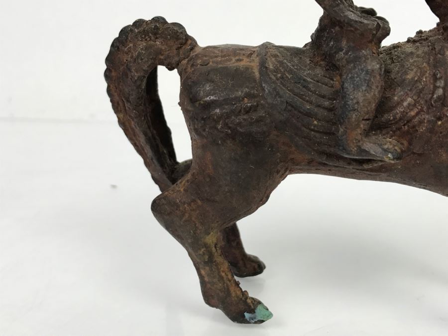 Old Eastern Metal Horse With Rider Sculpture 463g [Photo 23]