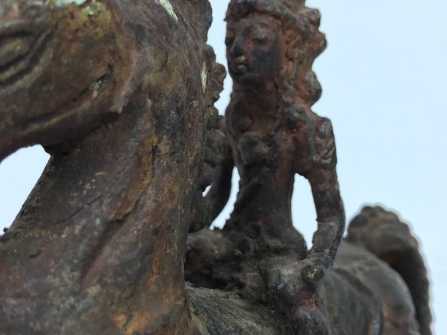 Old Eastern Metal Horse With Rider Sculpture 463g [Photo 34]