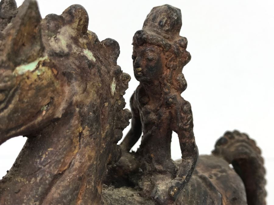 Old Eastern Metal Horse With Rider Sculpture 463g [Photo 8]