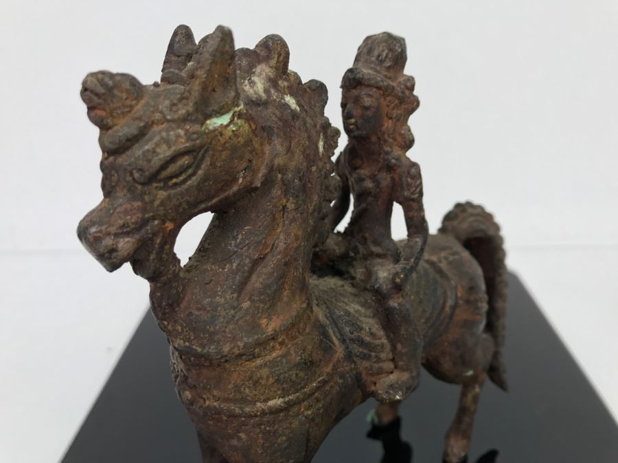 Old Eastern Metal Horse With Rider Sculpture 463g [Photo 55]