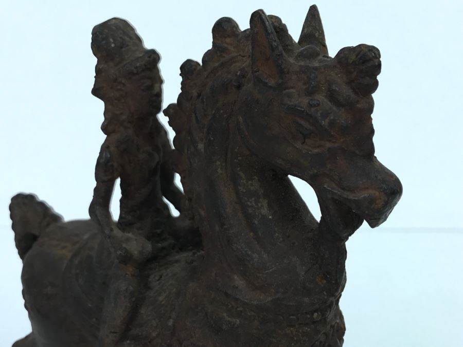 Old Eastern Metal Horse With Rider Sculpture 463g [Photo 16]