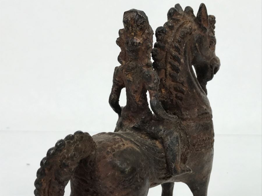 Old Eastern Metal Horse With Rider Sculpture 463g [Photo 46]