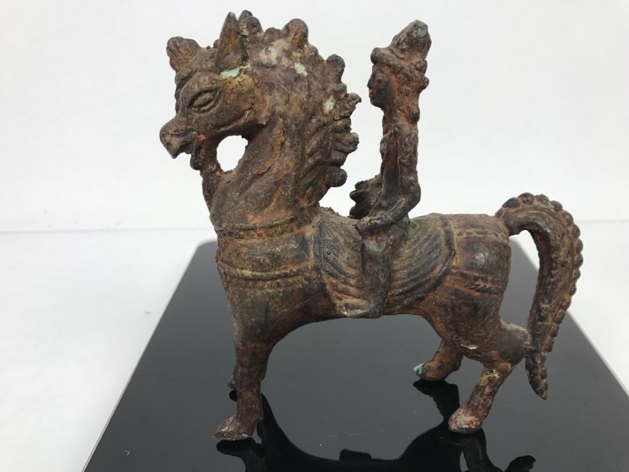 Old Eastern Metal Horse With Rider Sculpture 463g [Photo 54]