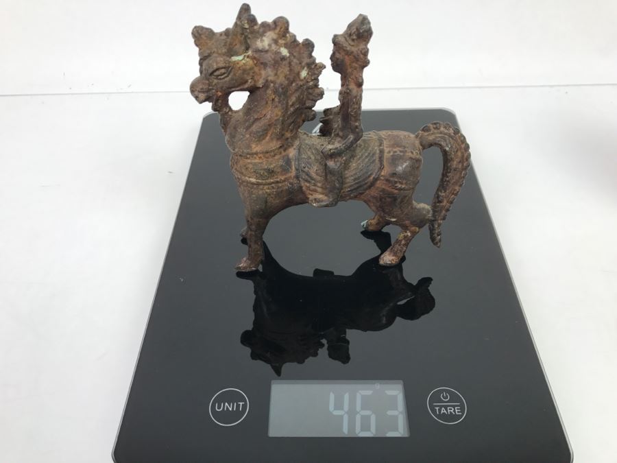 Old Eastern Metal Horse With Rider Sculpture 463g [Photo 2]