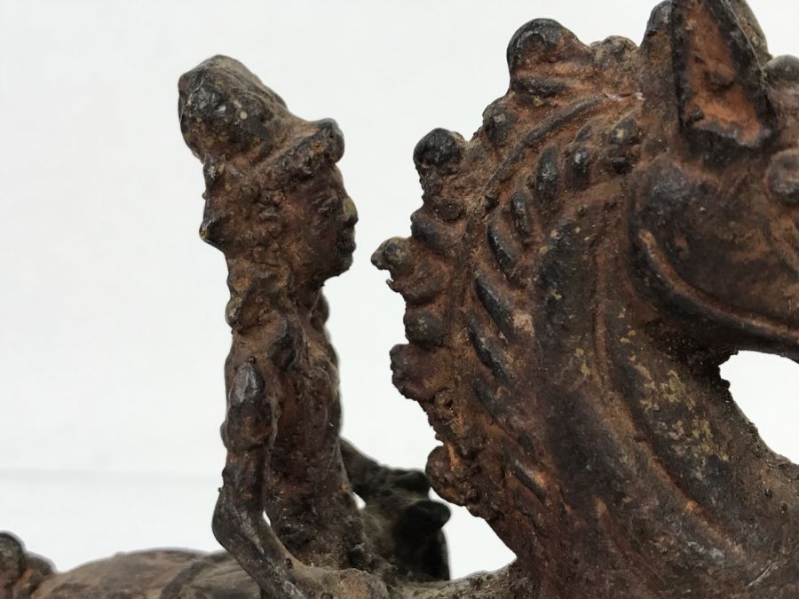 Old Eastern Metal Horse With Rider Sculpture 463g [Photo 21]