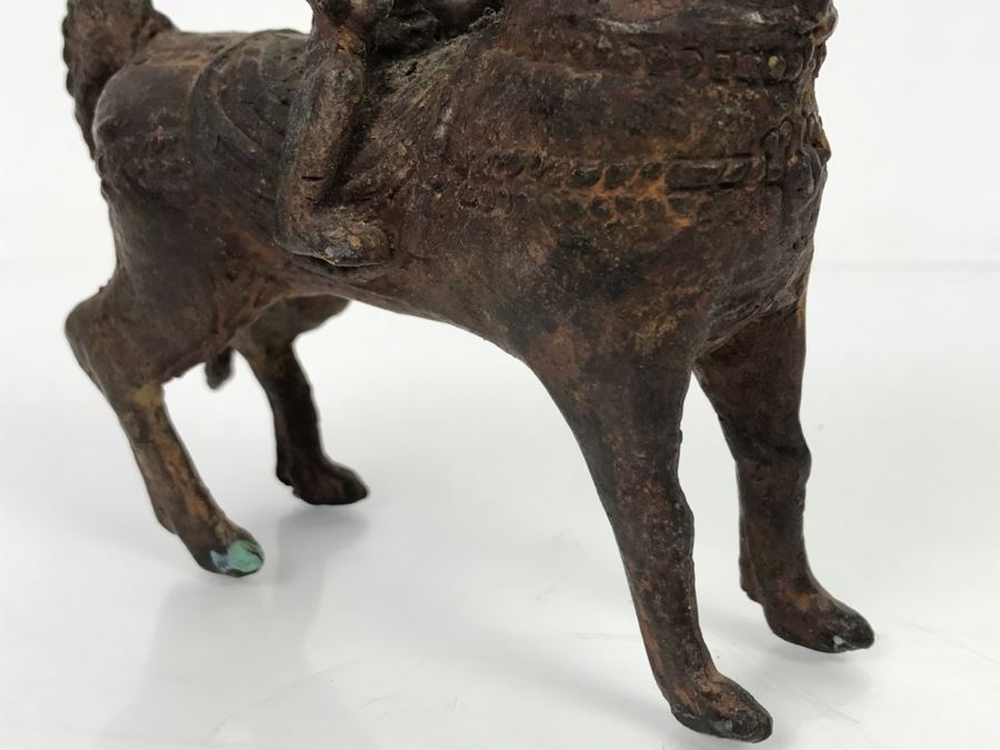 Old Eastern Metal Horse With Rider Sculpture 463g [Photo 19]