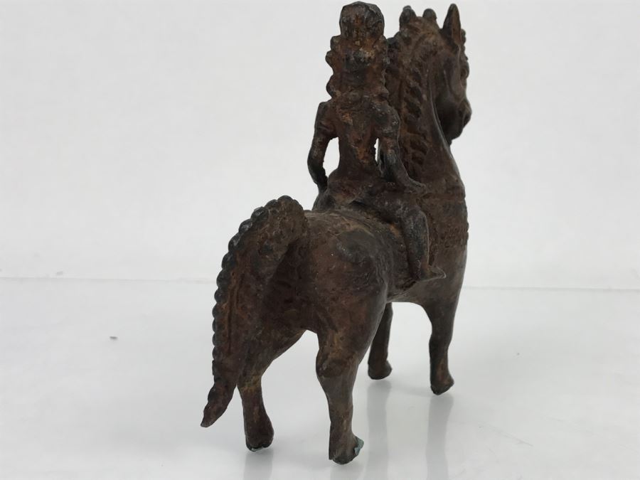 Old Eastern Metal Horse With Rider Sculpture 463g [Photo 26]