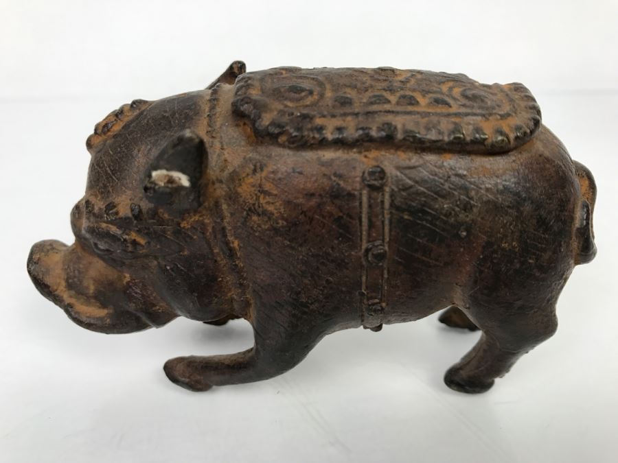 Old Metal Pig Sculpture Appears To Have Golden Tone Underneath 327g [Photo 10]