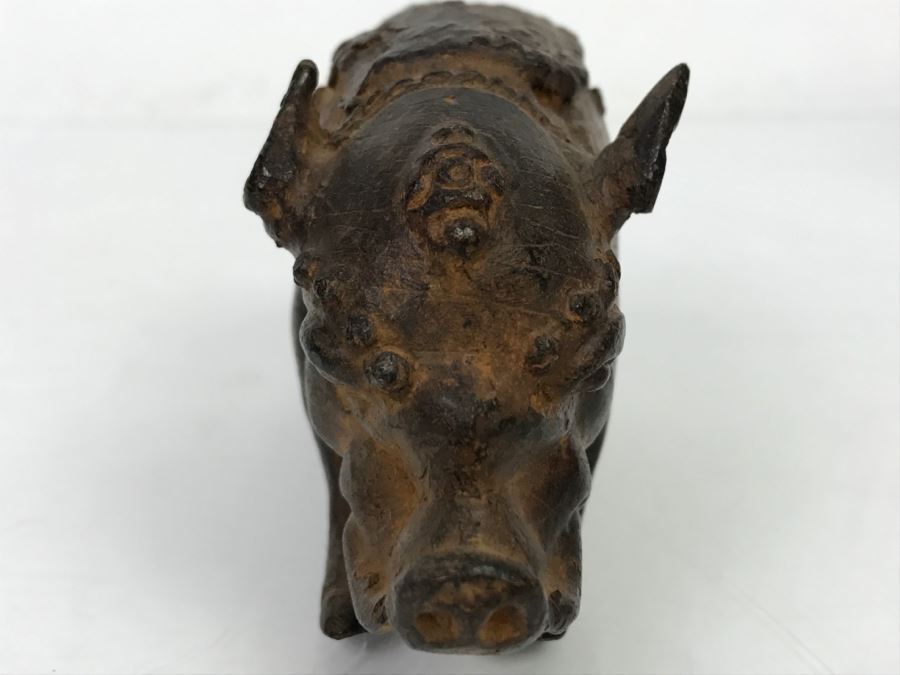 Old Metal Pig Sculpture Appears To Have Golden Tone Underneath 327g [Photo 22]