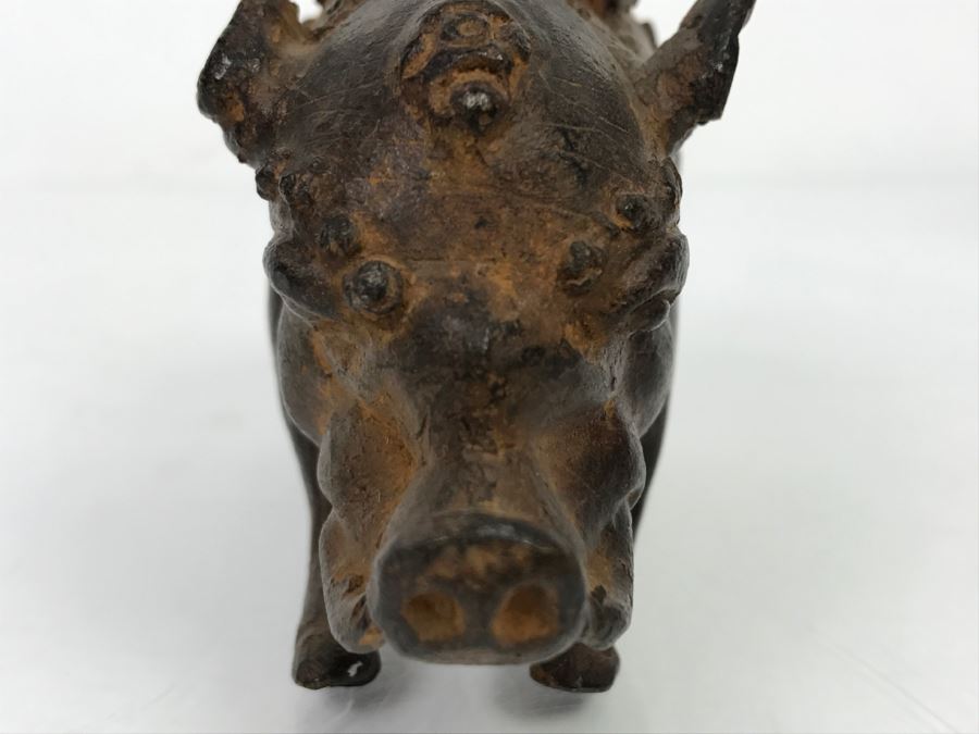 Old Metal Pig Sculpture Appears To Have Golden Tone Underneath 327g [Photo 24]