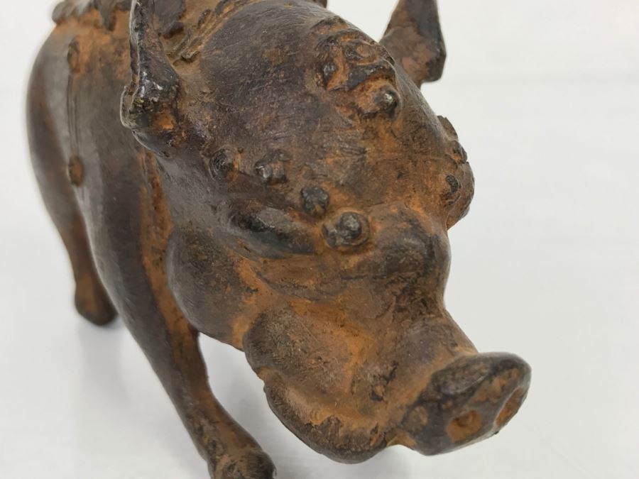 Old Metal Pig Sculpture Appears To Have Golden Tone Underneath 327g [Photo 20]