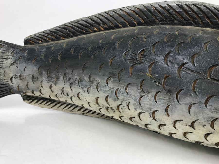 Large Hand Carved And Hand Painted Wooden Fish Sculpture [Photo 17]