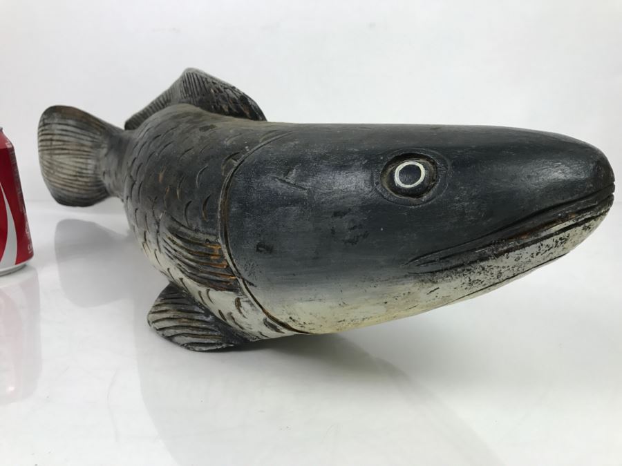 Large Hand Carved And Hand Painted Wooden Fish Sculpture [Photo 12]