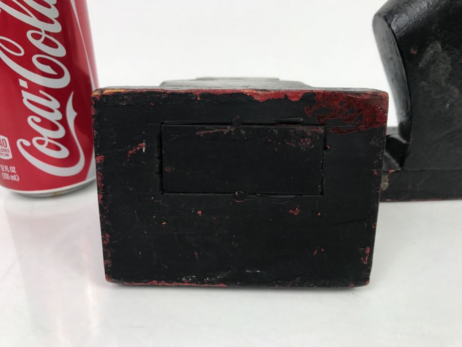 Pair Of Vintage Wooden Carved Black Cat Bookends [Photo 9]