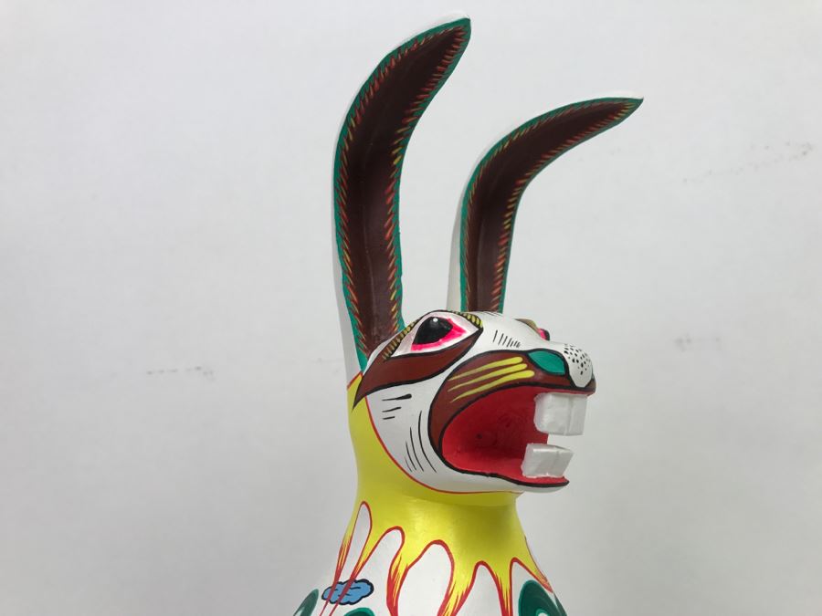 Oaxacan Folk Art Hand Crafted And Painted Rabbit By Catarino Carrillo Arrazola Oaxaca Mexico [Photo 6]