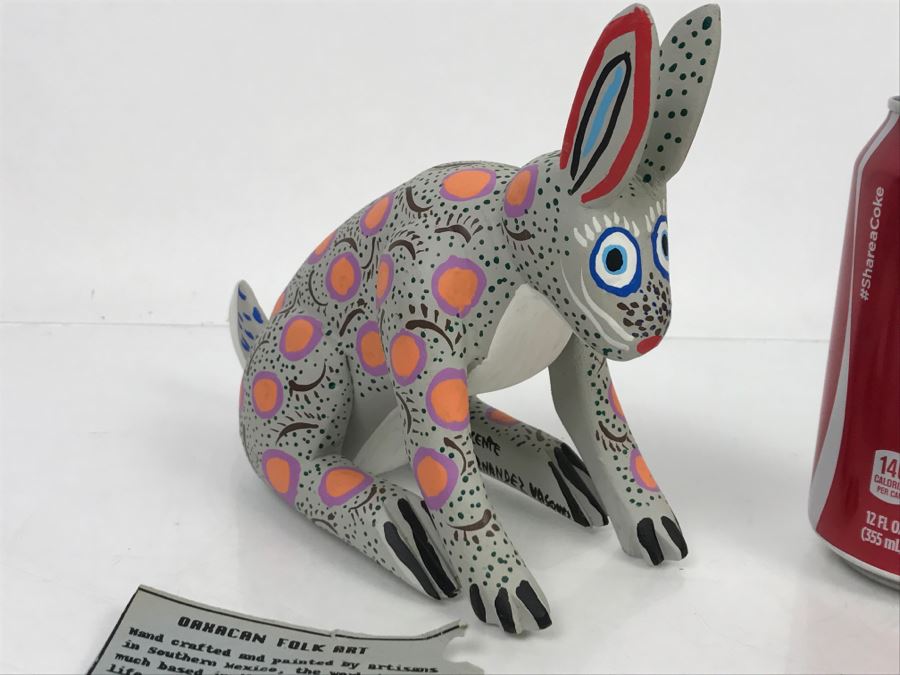 Oaxacan Folk Art Hand Crafted And Painted Rabbit By Vicente Hernandez Vasquez Oaxaca Mexico [Photo 2]