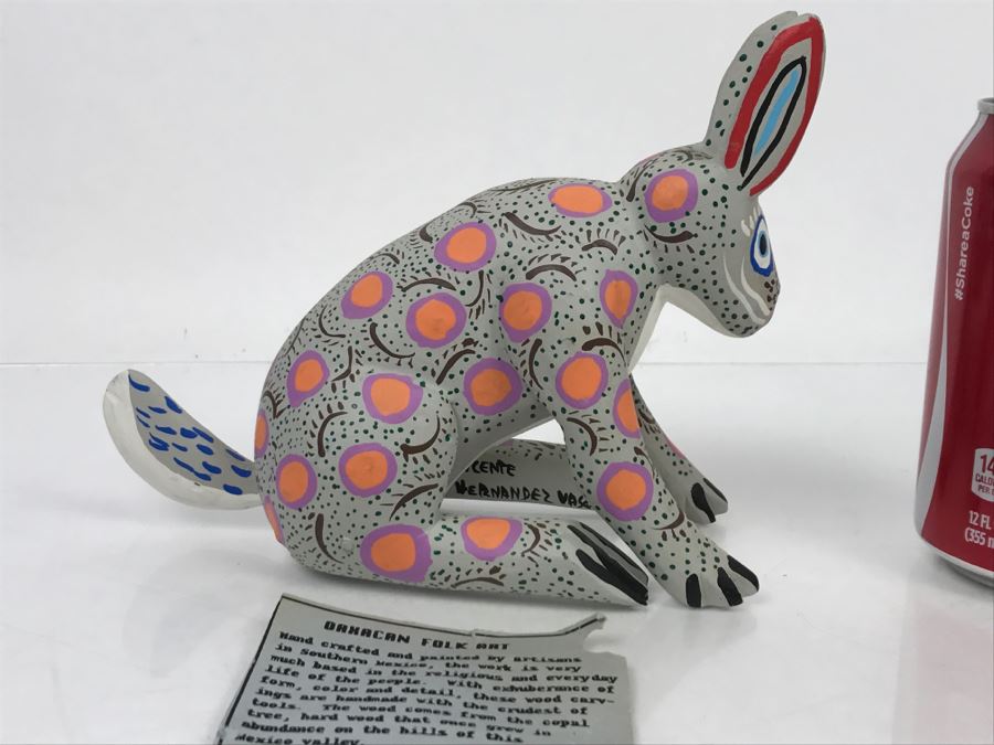Oaxacan Folk Art Hand Crafted And Painted Rabbit By Vicente Hernandez Vasquez Oaxaca Mexico [Photo 5]