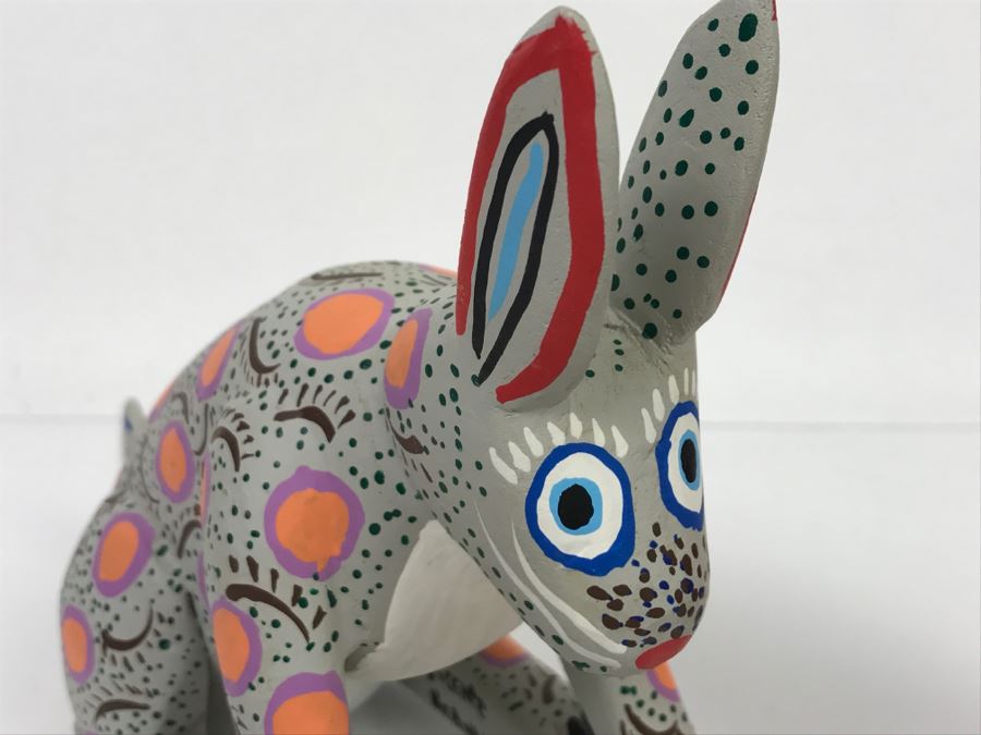 Oaxacan Folk Art Hand Crafted And Painted Rabbit By Vicente Hernandez Vasquez Oaxaca Mexico [Photo 3]