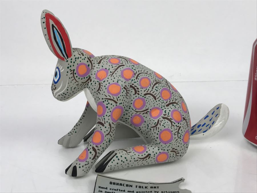 Oaxacan Folk Art Hand Crafted And Painted Rabbit By Vicente Hernandez Vasquez Oaxaca Mexico [Photo 7]