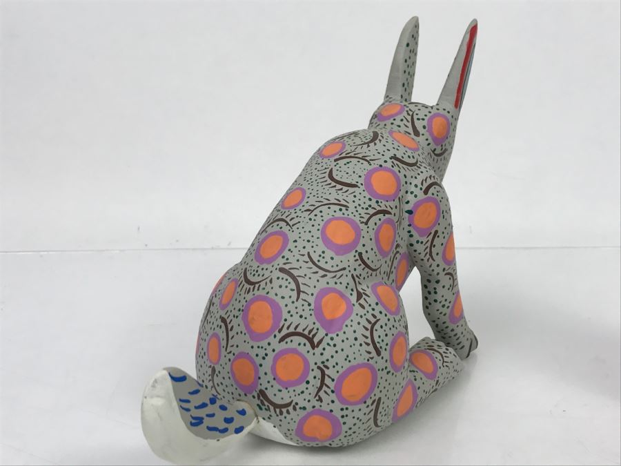 Oaxacan Folk Art Hand Crafted And Painted Rabbit By Vicente Hernandez Vasquez Oaxaca Mexico [Photo 6]
