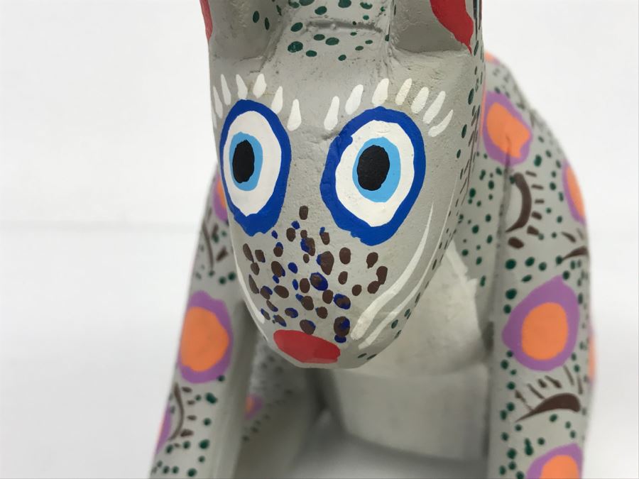 Oaxacan Folk Art Hand Crafted And Painted Rabbit By Vicente Hernandez Vasquez Oaxaca Mexico [Photo 8]