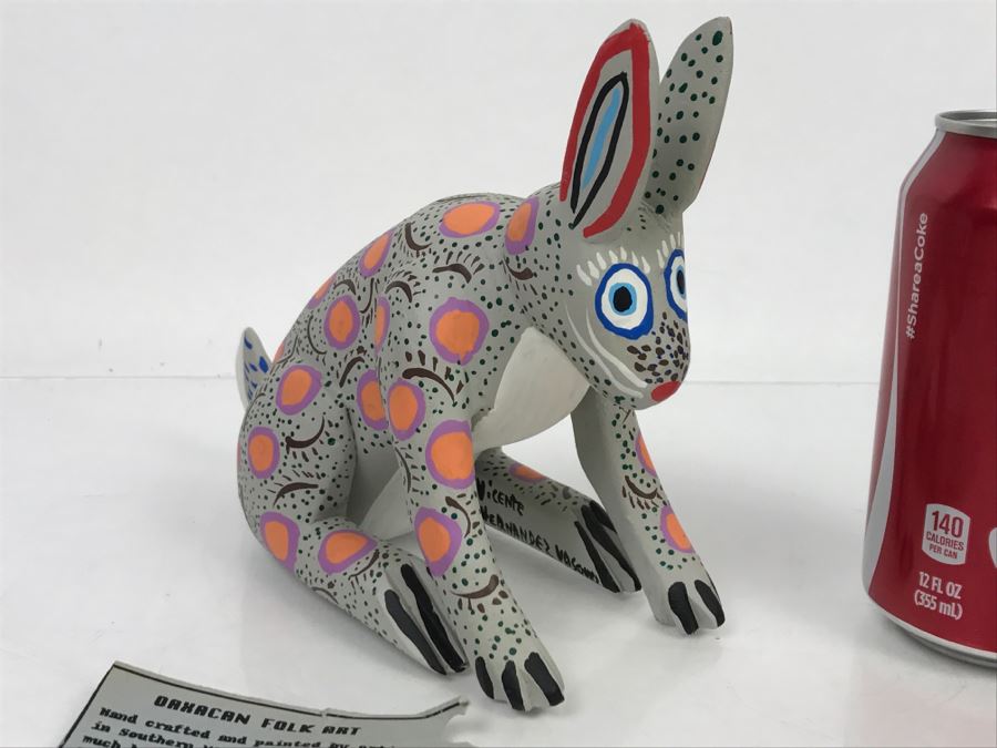 Oaxacan Folk Art Hand Crafted And Painted Rabbit By Vicente Hernandez Vasquez Oaxaca Mexico [Photo 1]