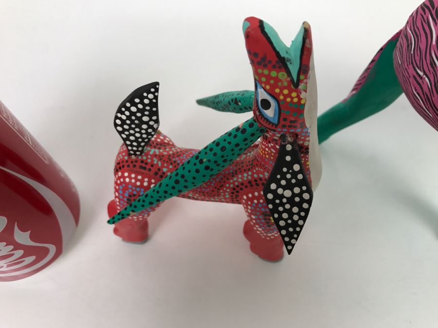 Pair Of Oaxacan Folk Art Hand Crafted And Painted Animals Oaxaca Mexico [Photo 8]