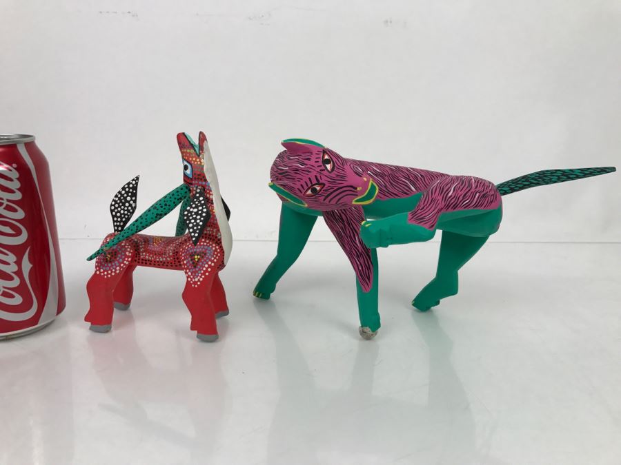 Pair Of Oaxacan Folk Art Hand Crafted And Painted Animals Oaxaca Mexico [Photo 1]