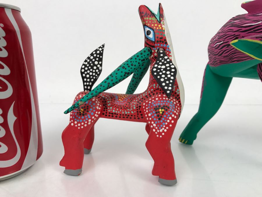 Pair Of Oaxacan Folk Art Hand Crafted And Painted Animals Oaxaca Mexico [Photo 6]