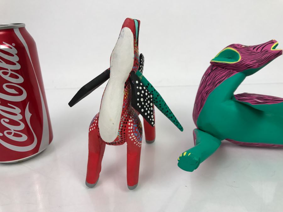 Pair Of Oaxacan Folk Art Hand Crafted And Painted Animals Oaxaca Mexico [Photo 10]