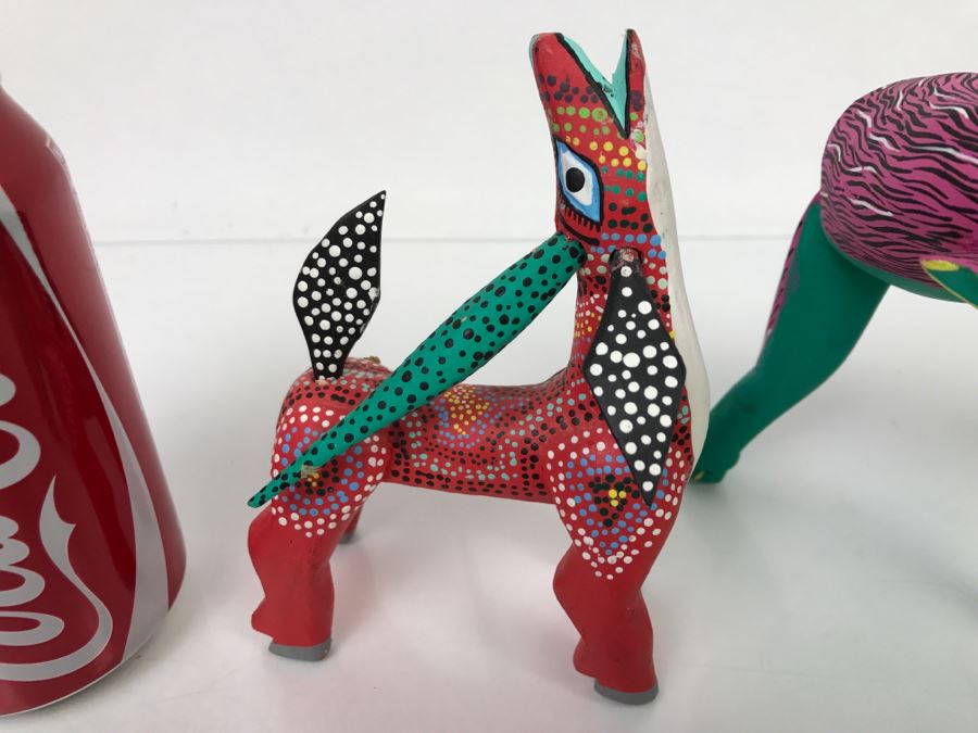 Pair Of Oaxacan Folk Art Hand Crafted And Painted Animals Oaxaca Mexico [Photo 7]