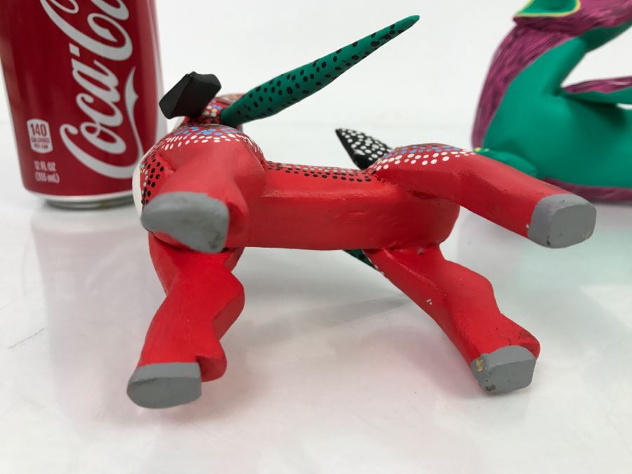 Pair Of Oaxacan Folk Art Hand Crafted And Painted Animals Oaxaca Mexico [Photo 11]