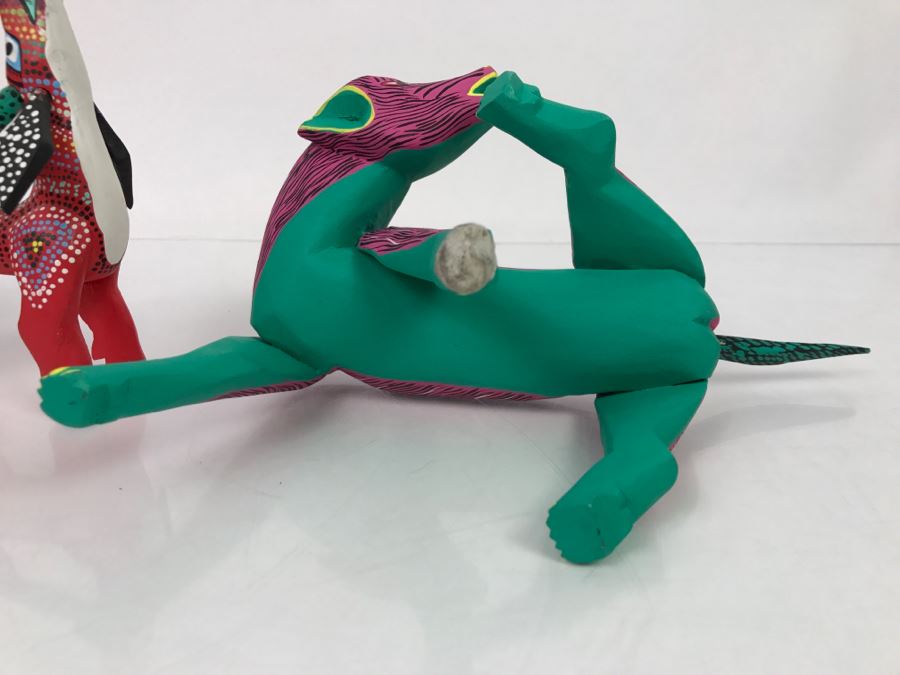 Pair Of Oaxacan Folk Art Hand Crafted And Painted Animals Oaxaca Mexico [Photo 9]