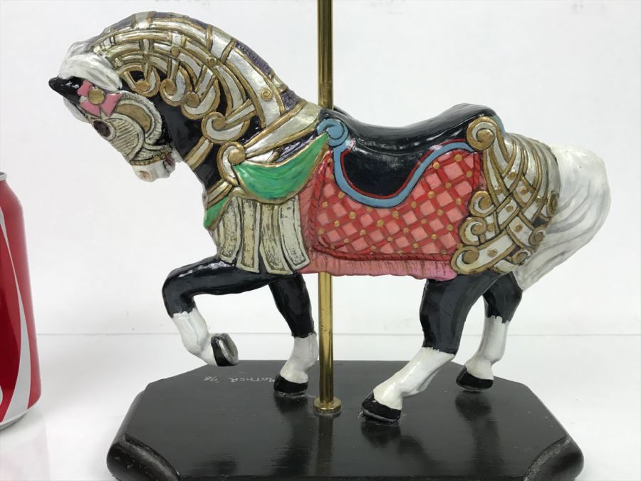 Vintage 1996 Hand Made Carousel Horse Sculpture By Theresa Mather Fantasy Art (Note Clean Break In One Of The Legs Of Horse) [Photo 13]