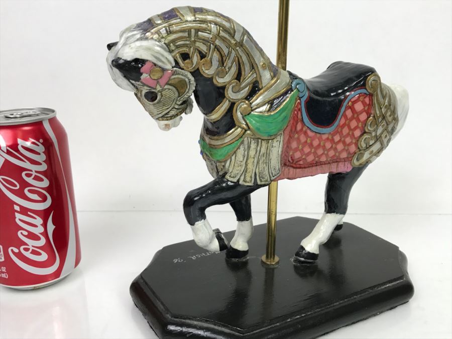 Vintage 1996 Hand Made Carousel Horse Sculpture By Theresa Mather Fantasy Art (Note Clean Break In One Of The Legs Of Horse) [Photo 12]