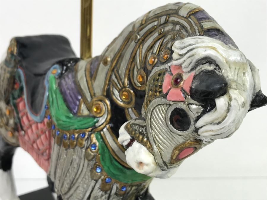Vintage 1996 Hand Made Carousel Horse Sculpture By Theresa Mather Fantasy Art (Note Clean Break In One Of The Legs Of Horse) [Photo 11]