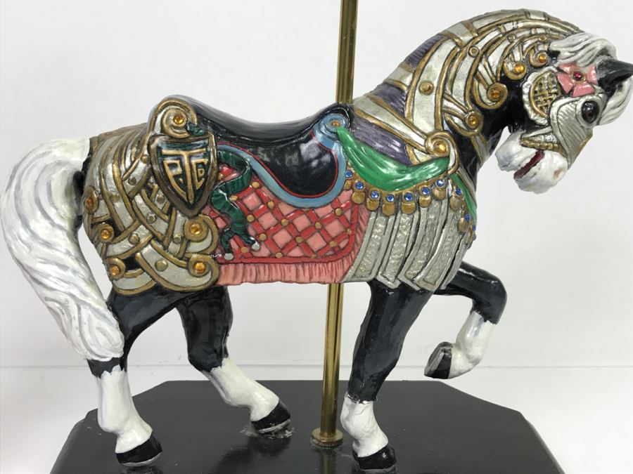 Vintage 1996 Hand Made Carousel Horse Sculpture By Theresa Mather Fantasy Art (Note Clean Break In One Of The Legs Of Horse) [Photo 8]