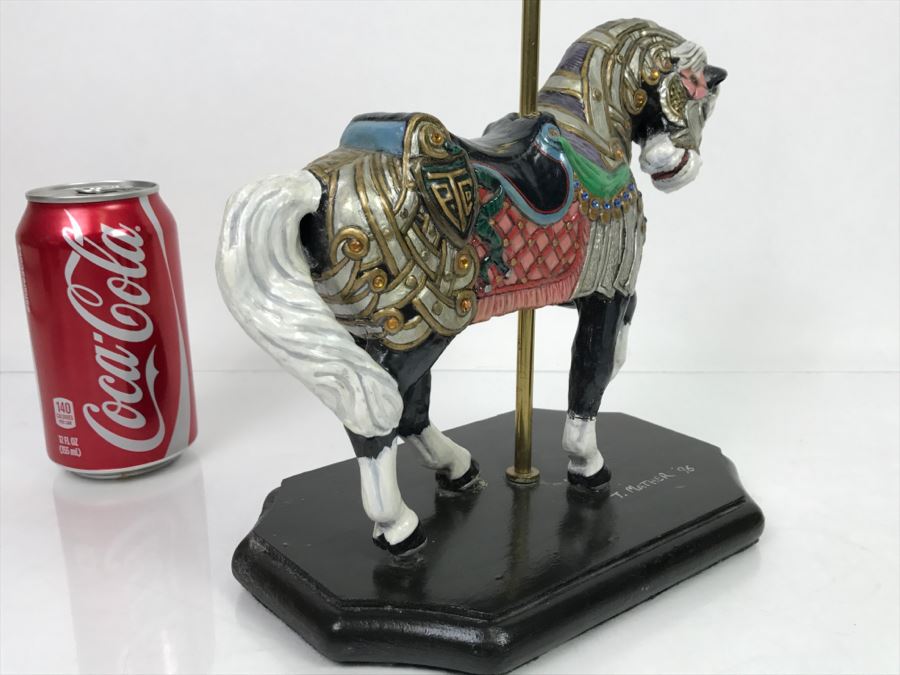 Vintage 1996 Hand Made Carousel Horse Sculpture By Theresa Mather Fantasy Art (Note Clean Break In One Of The Legs Of Horse) [Photo 15]
