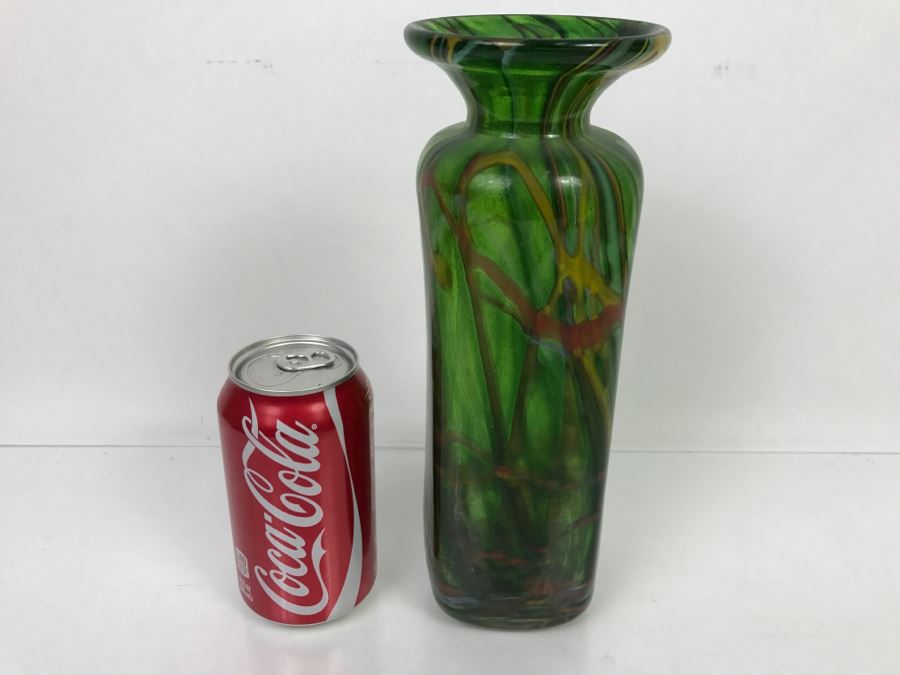 Signed Large MAD Art Studios Art Glass Square Vase 1998 [Photo 2]