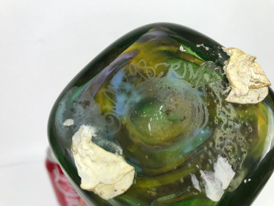 Signed Large MAD Art Studios Art Glass Square Vase 1998 [Photo 11]