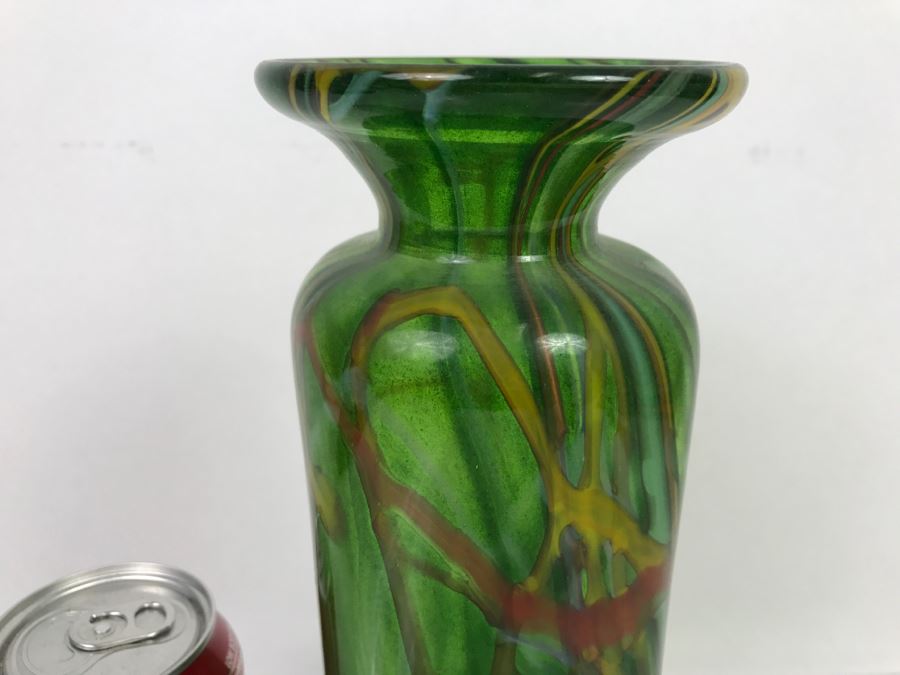 Signed Large MAD Art Studios Art Glass Square Vase 1998 [Photo 3]