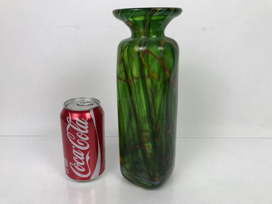 Signed Large MAD Art Studios Art Glass Square Vase 1998 [Photo 6]
