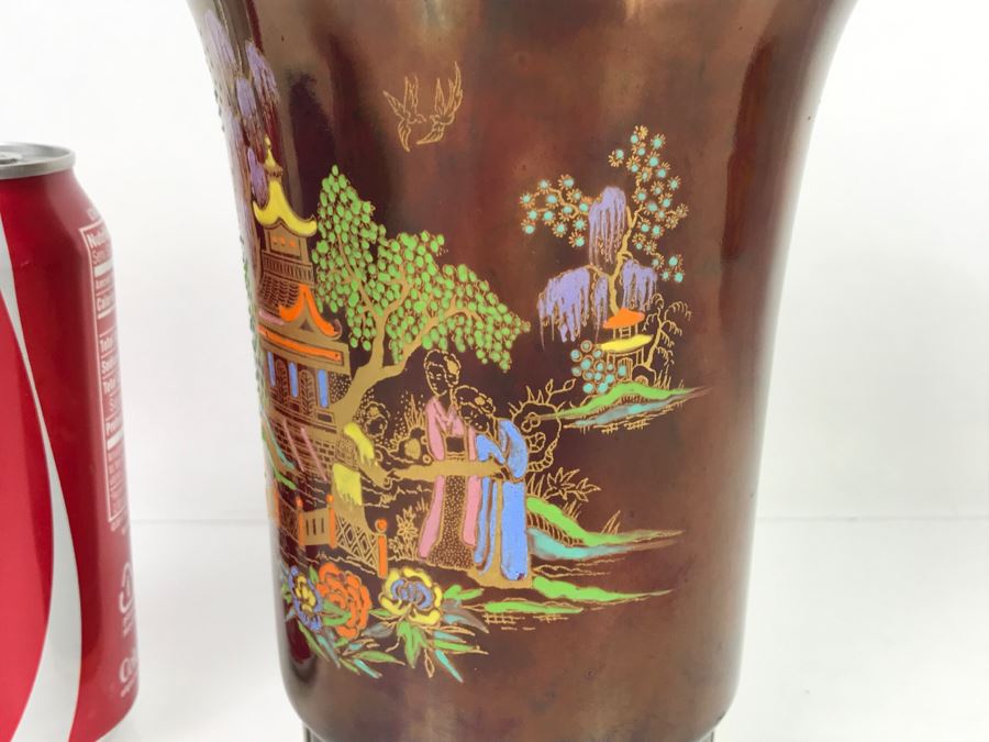 Vintage Crown Devon Porcelain Chinoiserie Vase Fieldings Stoke On Trent England [Photo 7]