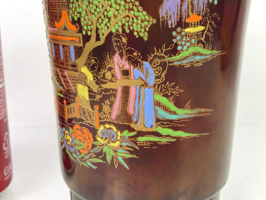 Vintage Crown Devon Porcelain Chinoiserie Vase Fieldings Stoke On Trent England [Photo 8]