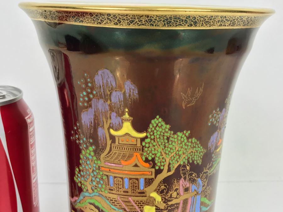 Vintage Crown Devon Porcelain Chinoiserie Vase Fieldings Stoke On Trent England [Photo 4]