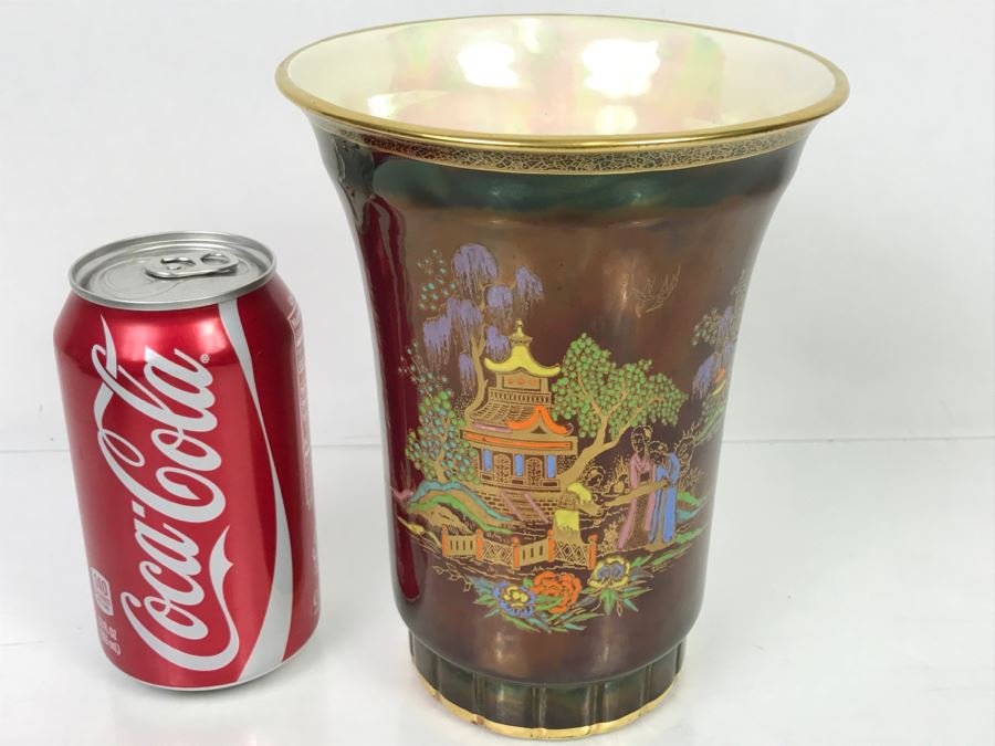 Vintage Crown Devon Porcelain Chinoiserie Vase Fieldings Stoke On Trent England [Photo 3]